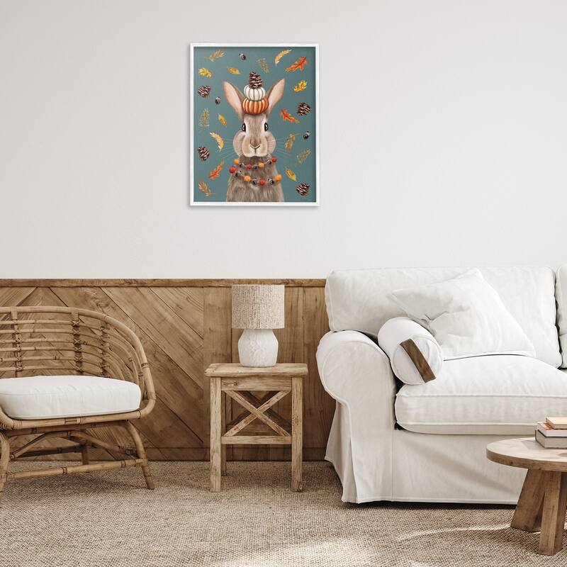 Stupell Festive Autumnal Hare Framed Giclee Art Design By Elizabeth Tyndall