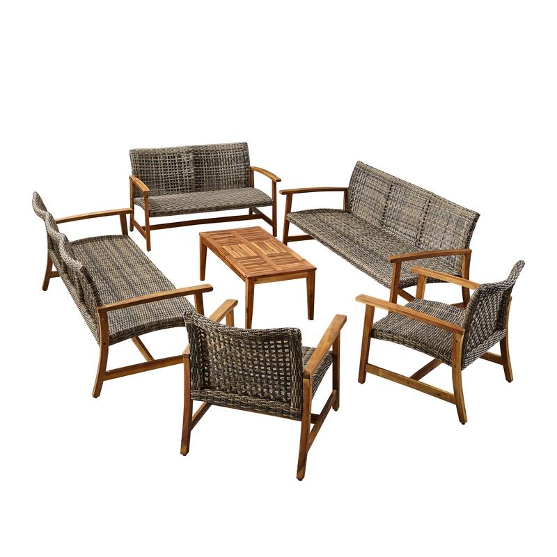 Hampton Outdoor 6 Piece Sofa and Loveseat Chat Set by Christopher Knight Home