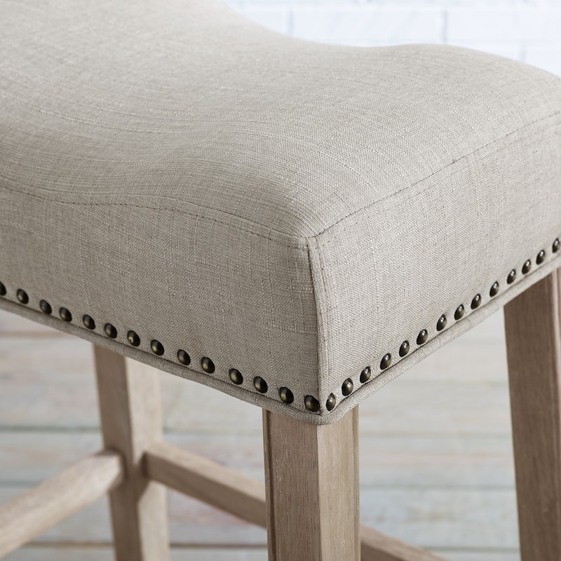 Upholstered Backless Saddle Seat Bar Stools 29" height Set of 2 - Tan