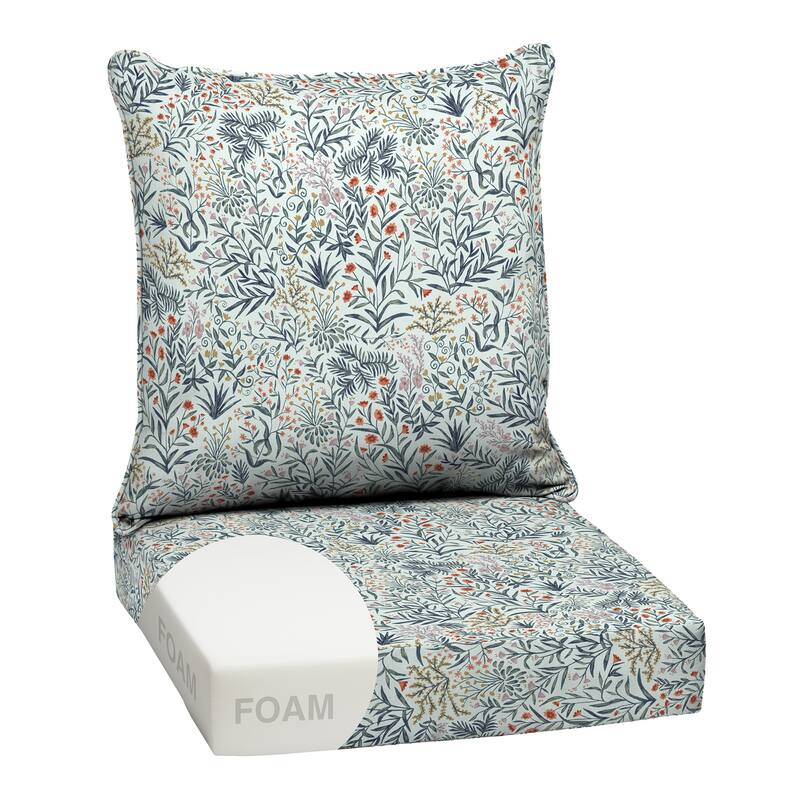 ARDEN Outdoor Foam Deep Seat Cushion Set, 24 in x 24 in - Pistachio Botanical