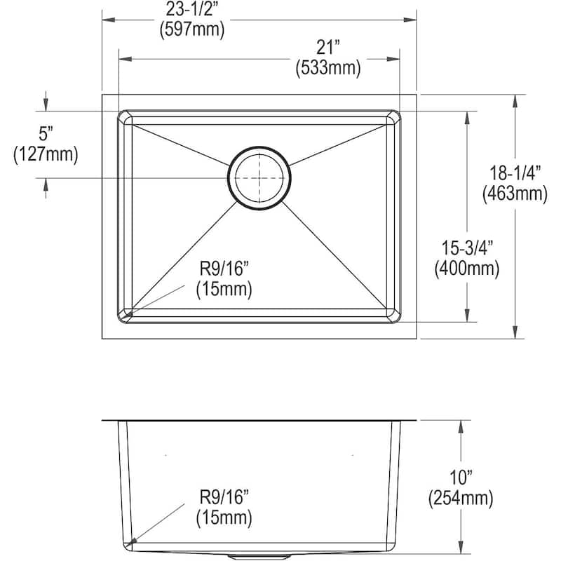 Elkay Crosstown 23-1/2" Undermount Single Basin Stainless Steel