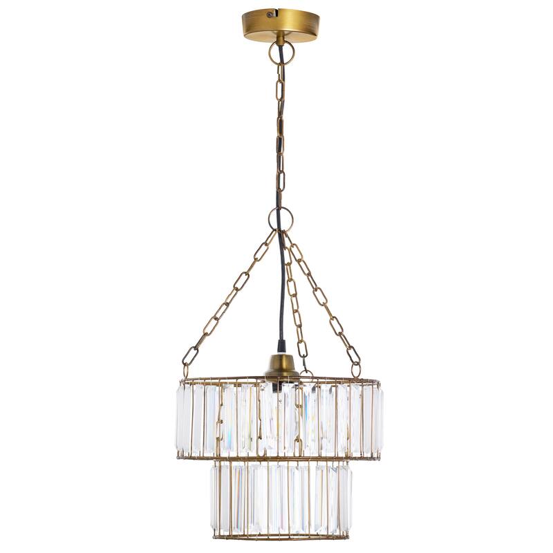 Octavius River of Goods Gold and Clear Metal and Glass Adjustable Drop Height 12-Inch Hanging Pendant Light