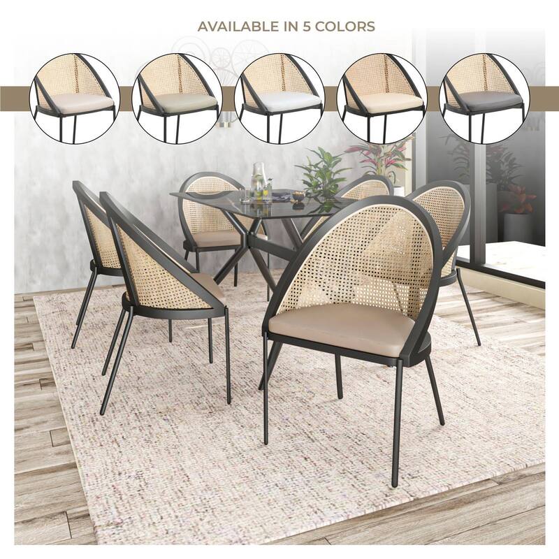 Urbane Modern Stylish Dining Chair with Vinyl Fabric Seat and Wicker Back for Dining Room & Kitchen, Set of 4
