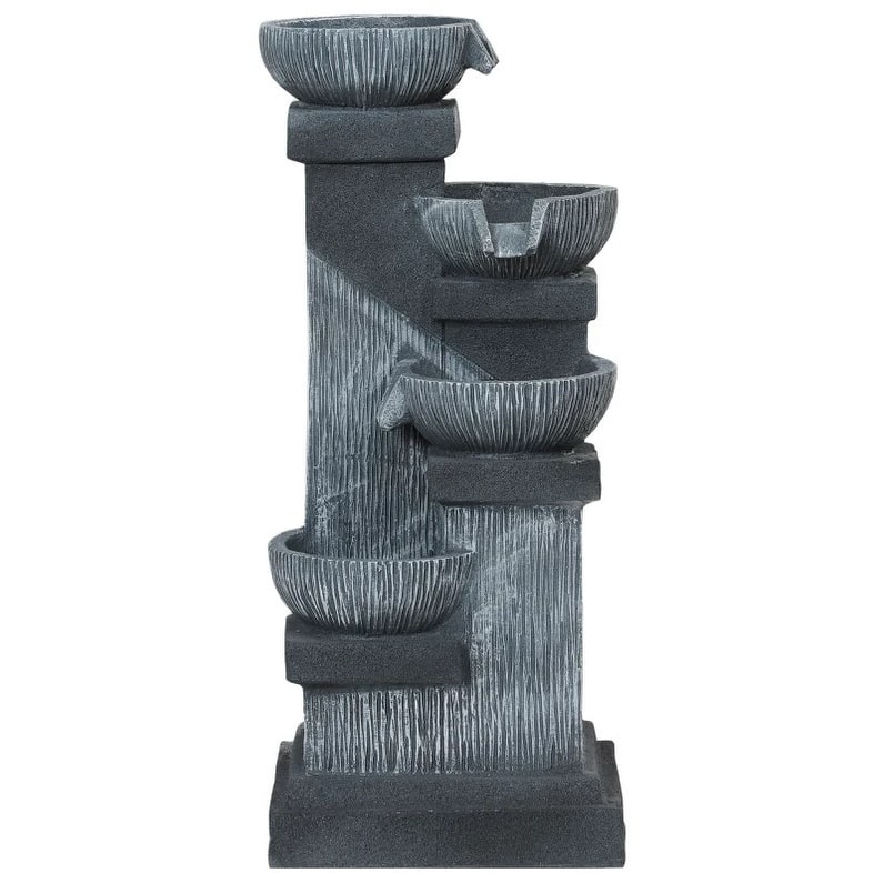 4-Tier Resin Cascading Bowls Outdoor Waterfall Fountain,Water Fountain,with LED Lights, Pump