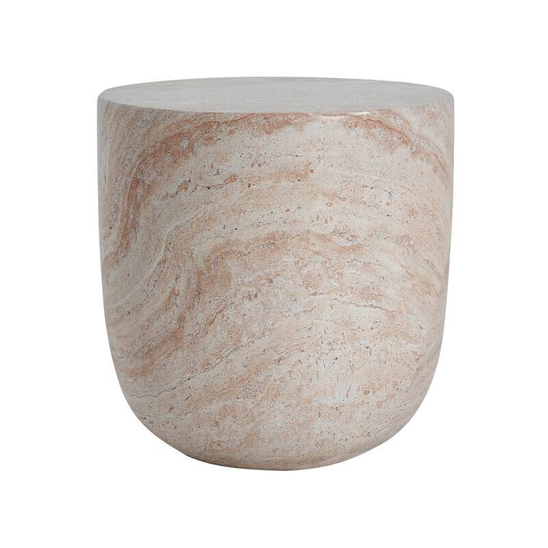 Roomfitters Outdoor Indoor Lightweight Side Table, Modern Accent End Table with Travertine Finish