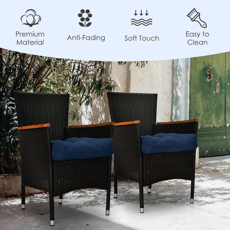 Costway 2 PCS 21'' x 21'' Patio Chair Seat Cushion Pads Indoor/Outdoor