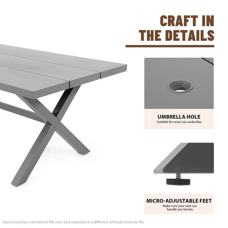 9-Piece Aluminum Outdoor Dining Set with PE Rattan Chairs