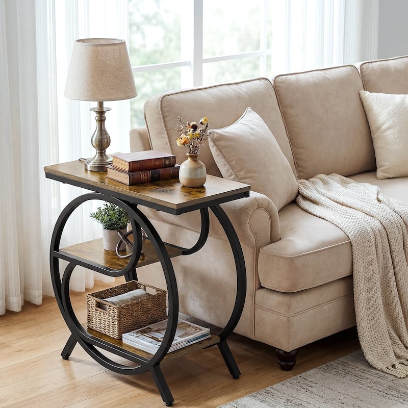 Industrial Side Table with 3 Shelves for Living Room - 1-Piece
