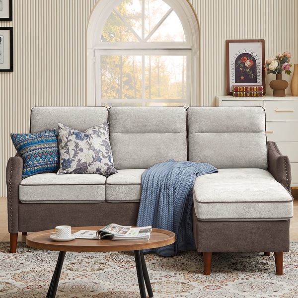 76.77 Contrasting Colors L Shaped Sectional Sofa Couch with Storage Bags On Sale Bed Bath Beyond 38189268