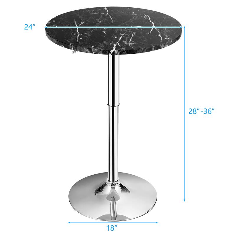 Round Pub Table Height Adjustable Swivel Cocktail Pub Table with Base
