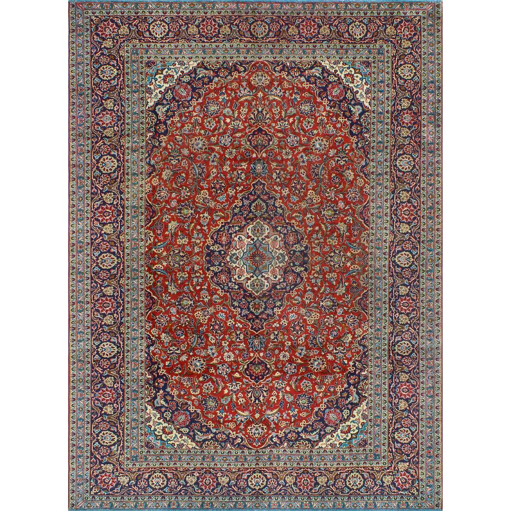 Vintage Distressed Jasmin Red/Navy Rug - 7'11" x 11'1"