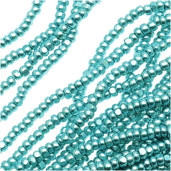 Czech Single Cut Charlotte Seed Beads 13/0 Metallic Turquoise Terra 1/2 Hank. Opens flyout.
