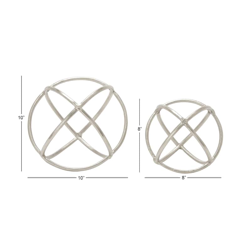 Silver Aluminum Modern Sculpture Geometric (Set of 2) - S/2 10", 8"D