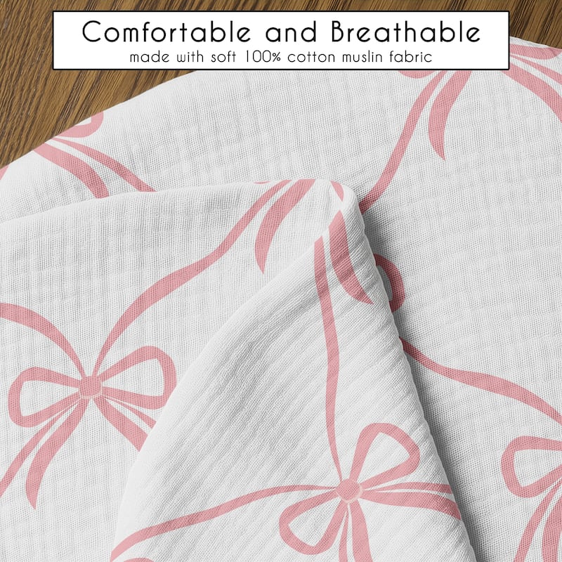 Sweet Jojo Designs Pink Bows Girl 100% Cotton Muslin Nursing Pillow Cover Case - Elegant Bow for the Ballerina Ballet Collection
