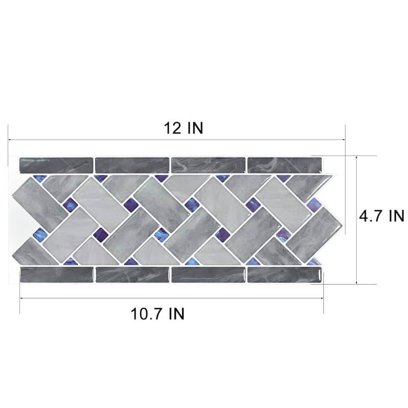 Art3d Peel and Stick Tile 12.4"x5" Waist Line Mosaic Tiles (10-Pack)