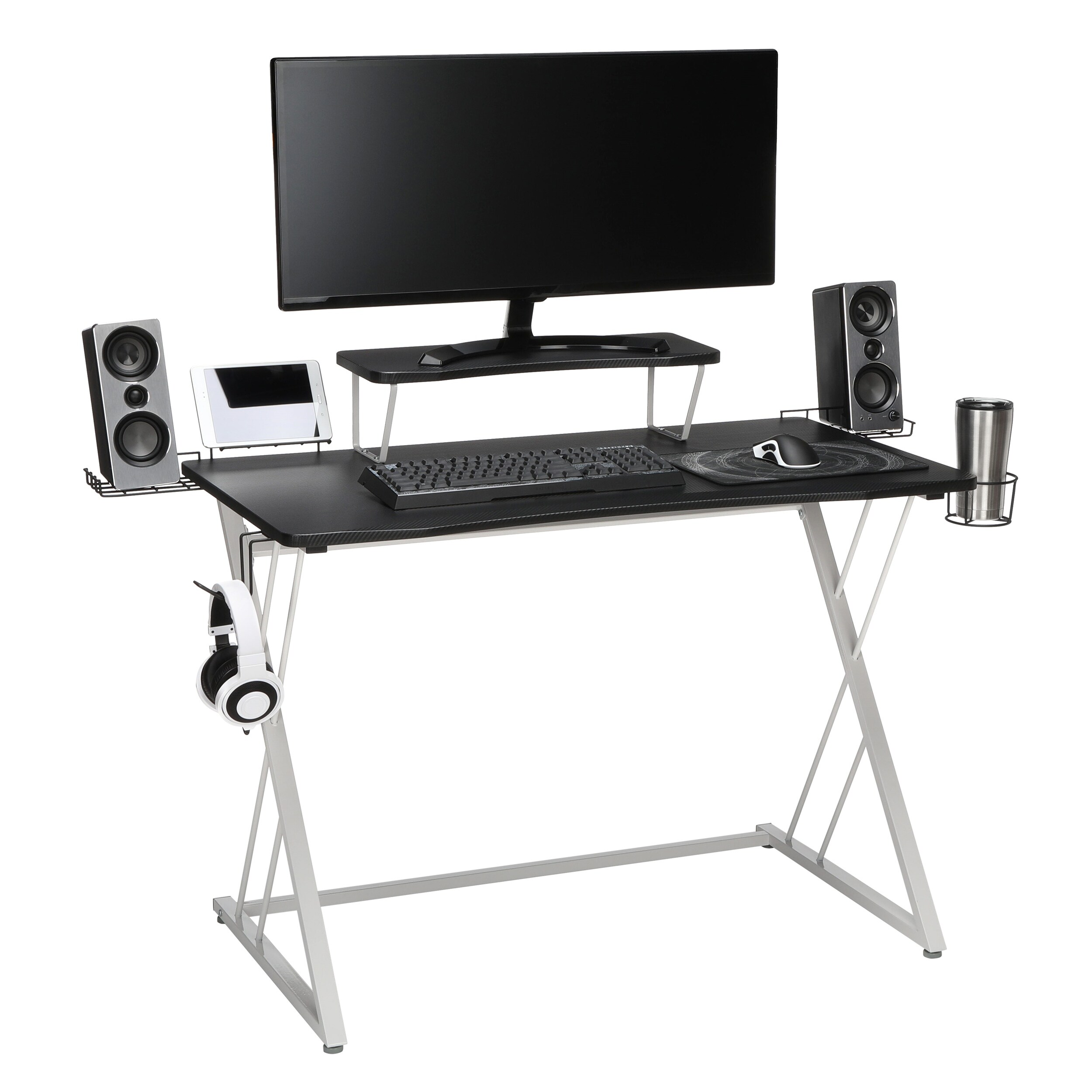 Essentials Collection 55 Gaming Computer Desk 35 Monitor Shelf Z Base Ess 1101 On Sale Overstock 28285604