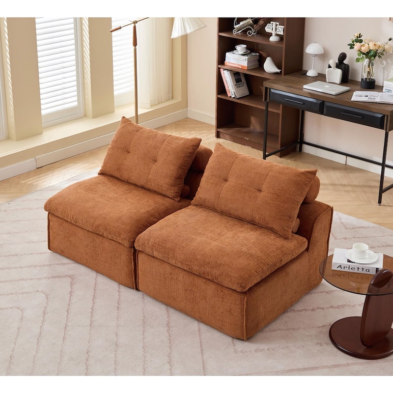 GDFStudio - Chenille Modular 2-Seater 66" Armless Lounge Loveseat Sofa