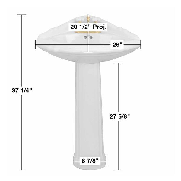 Sheffield White Corner Pedestal Sink 26 in. Porcelain Sink with 4 in. Black Centerset Faucet and Sink Drain