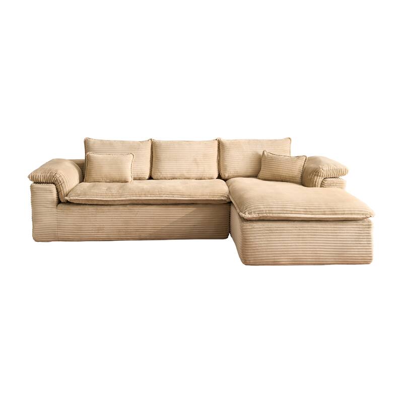 OVIOS L-Shaped Sofa with Dual-Tone Stripe Fabric​