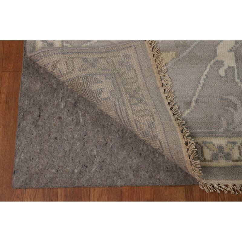 Transitional Gray Oushak Indian Area Rug Handmade Wool Carpet - 8'4" x 11'9"