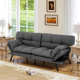 71-inch Convertible Futon Sofa Bed with Adjustable Backrest, Loveseat ...