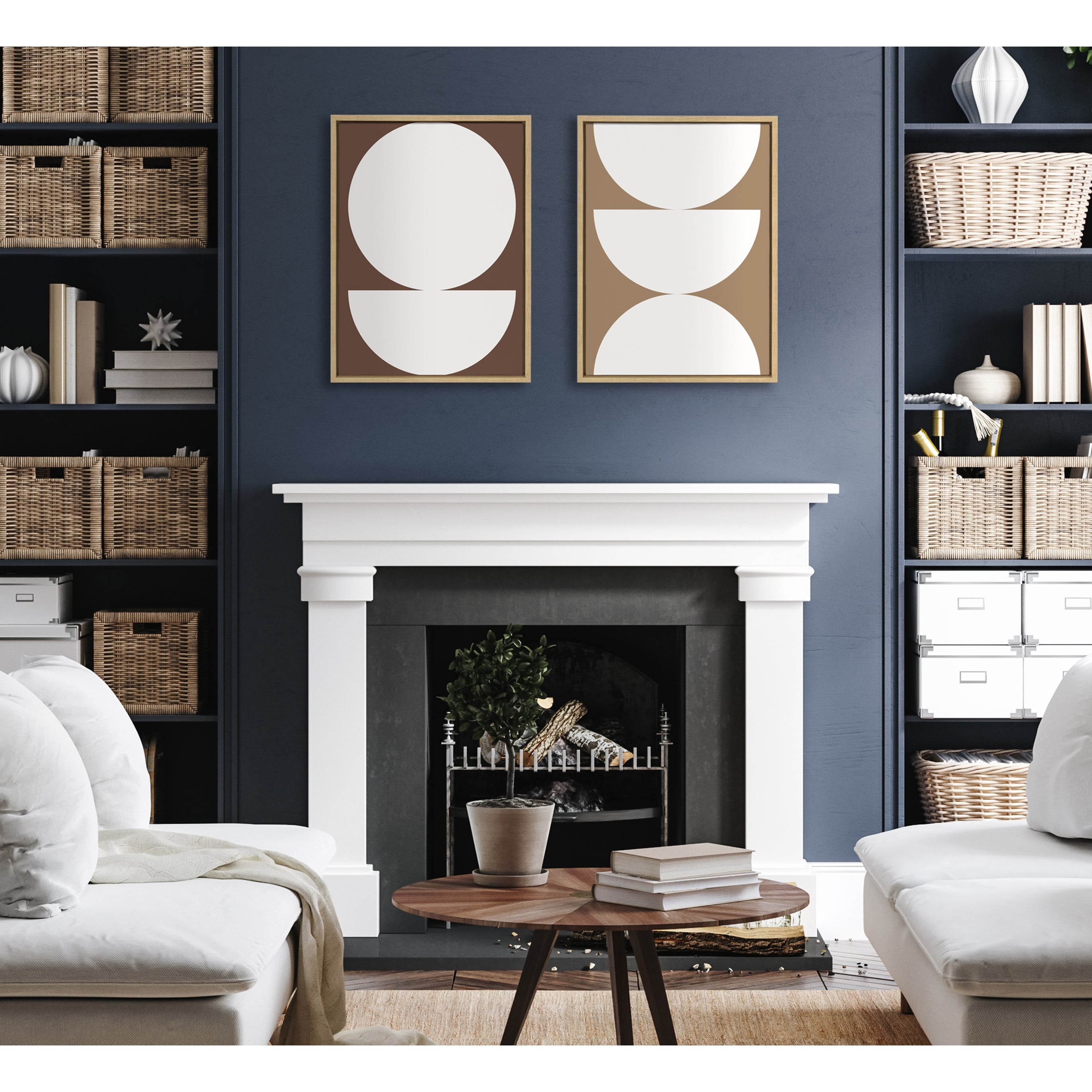 Kate and Laurel Sylvie Earthy Framed Canvas by Creative Bunch Studio
