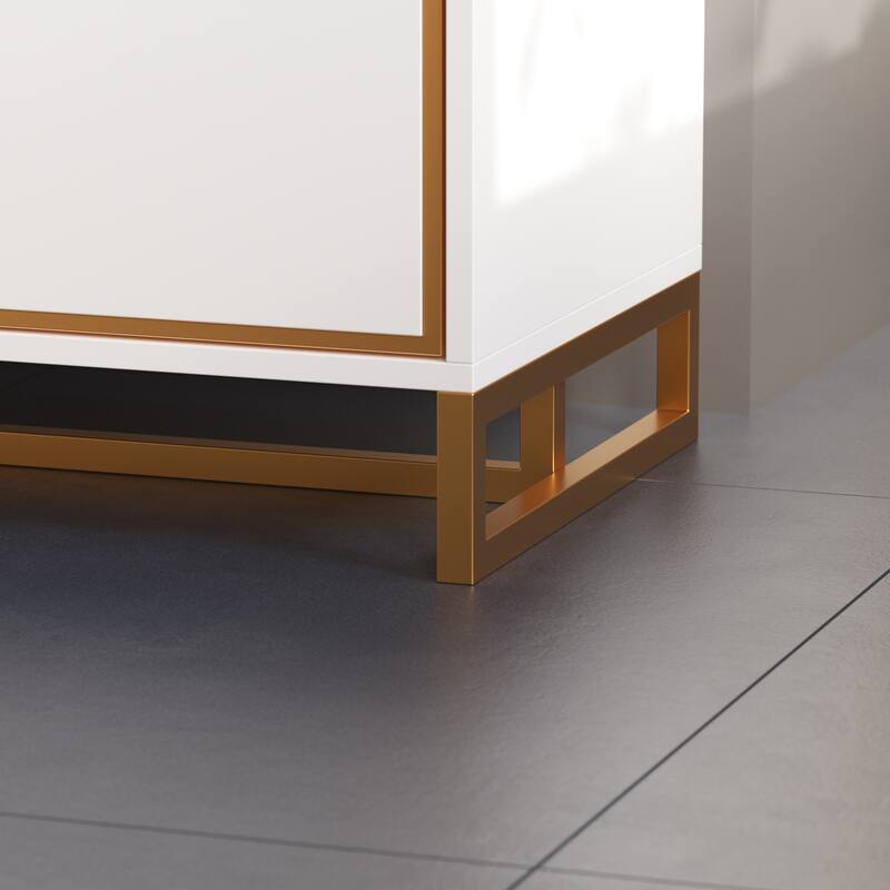 Luxurious Black and Gold Storage Cabinet Nightstand: Modern Design, Ample Storage & Practical Features