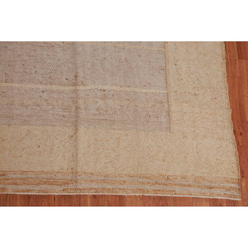 Hand Woven Oriental 100% Jute Carpet Southwestern Modern Brown Kilim Area Rug - 12' 5'' X 10' 4''