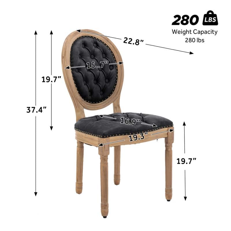 French Chair Dining Chair Solid Wood with Nailhead Trim Set of 2
