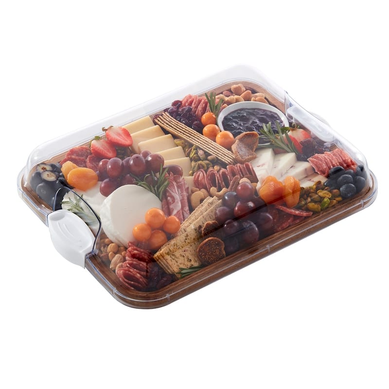 Farberware Build-a-Board Charcuterie Board with Lid, 11x14 In, Bamboo-White