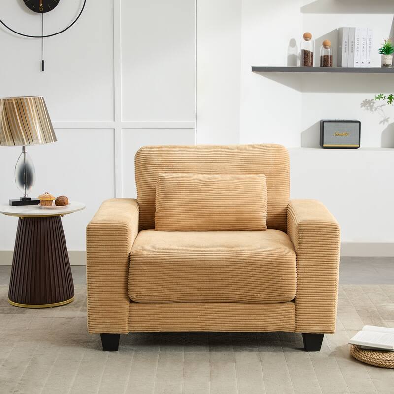 Corduroy Widened Single Sofa Chair, A Extra Lumbar Pillow