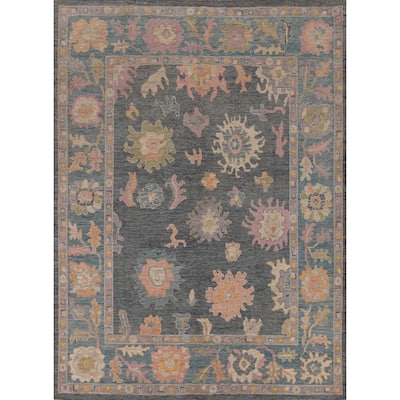 Hand Knotted Oriental 100% Wool Carpet Transitional All-Over Navy Blue & Blues Oushak Area Rug - 10' 0'' X 8' 2''