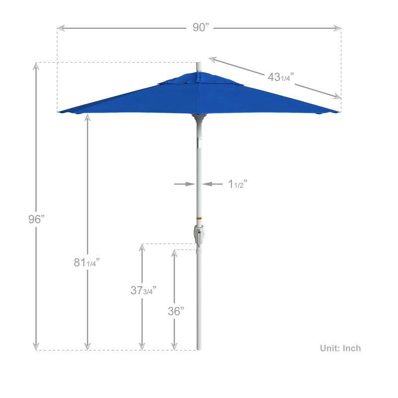California Umbrella 7.5' Round Crank Lift, Push Button Tilt Aluminum Patio Umbrella, White Finish, Outdoor Rated Red Fabric