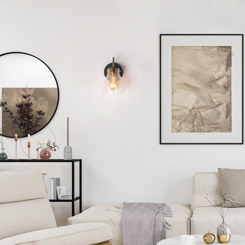 Aidtyrtm Modern 1-Light Glass Wall Sconce Bathroom Vanity Light - L5.1" x W7.1" x H8.3"