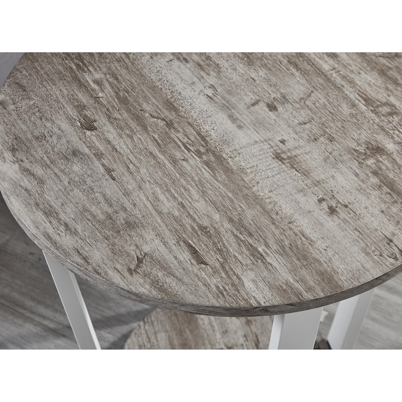 Elysian Contemporary Round End Table with Shelf,