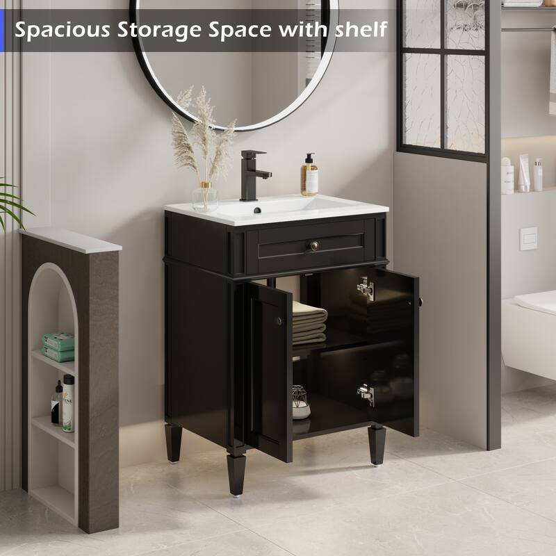 Retro Bathroom Vanity W/ Drop in Sink Combo Cabinet Set