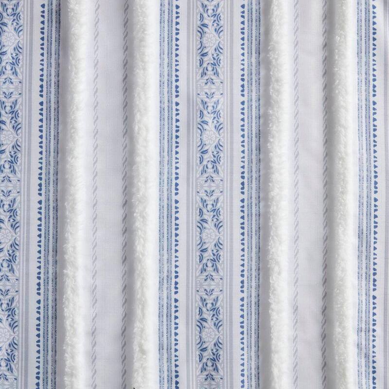 Poly Printed Curtain Panel with Tufted Stripe