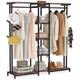 Large Freestanding Clothes Closet Rack with Hanging Rod and Storges Shelevs