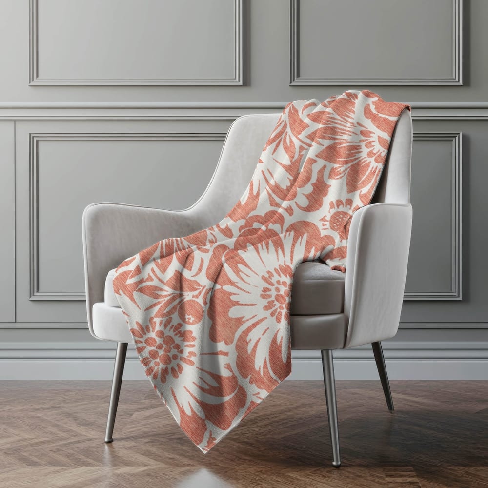 Premium Machine Washable Modern Floral Sherpa Throw Blanket