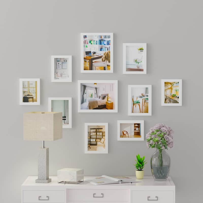 10-Photo Sockets Frame Set - Stylish Display for Cherished Memories - White