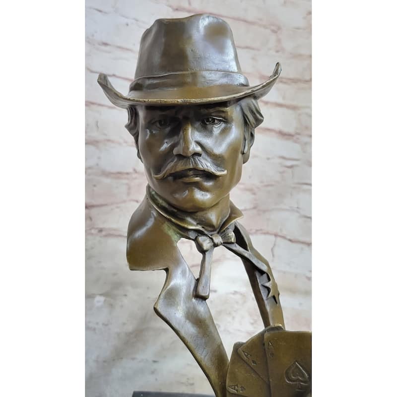 Doc Holiday Playing Cards Gambling Wild West Ok Corral Bronze Statue Sculpture Figure