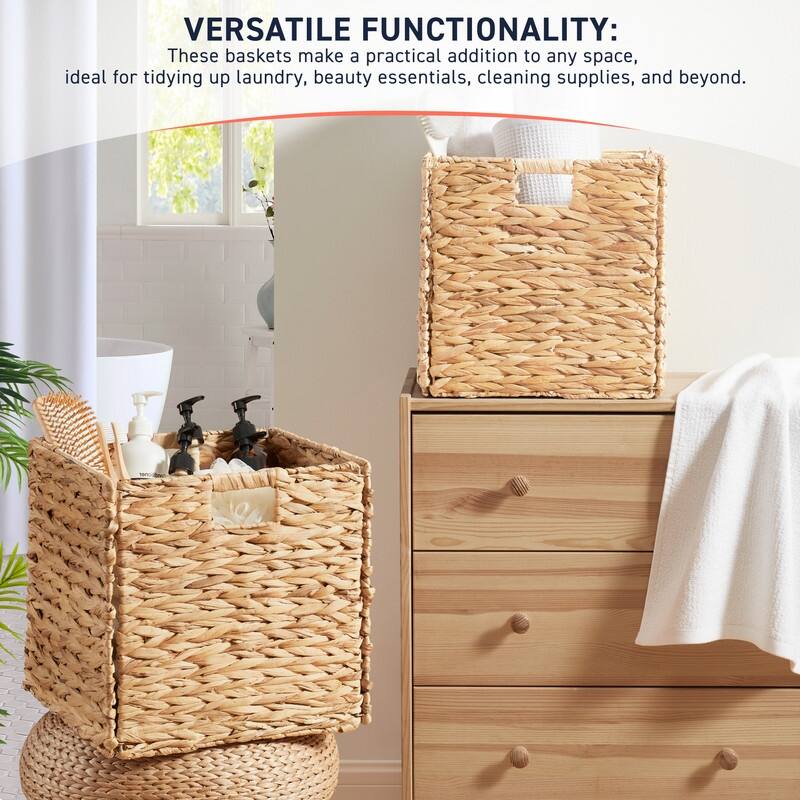 13" x 13" in Water Hyacinth Storage Cube Bin Baskets