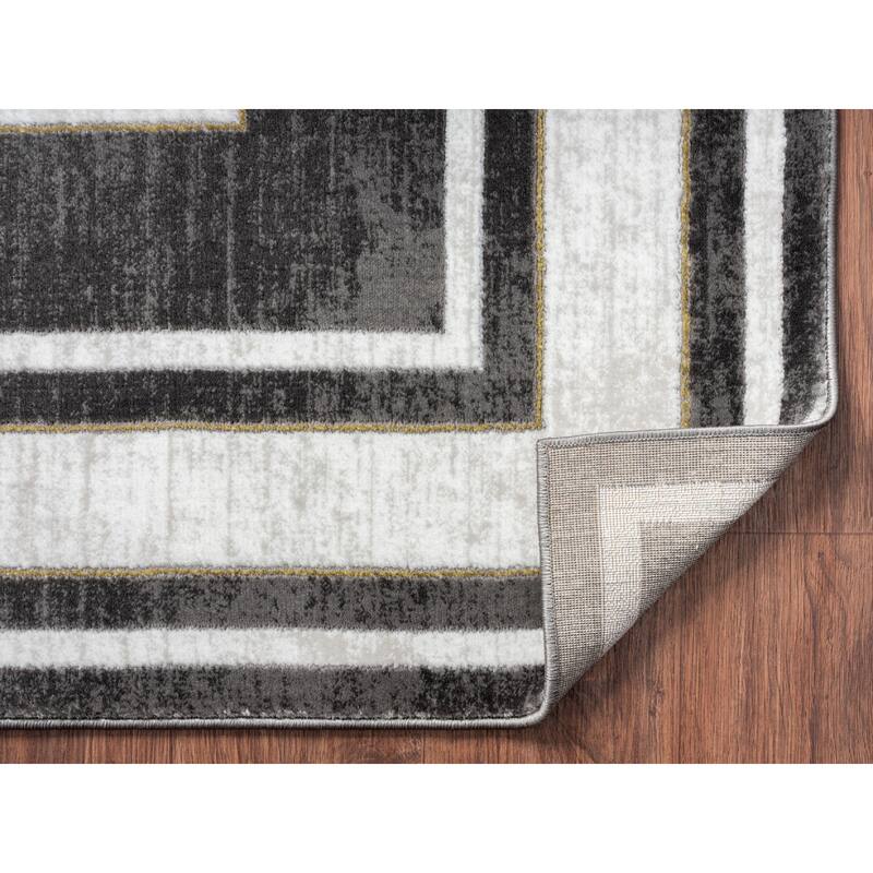 Brooklyn Collection Grey Border Area Rug