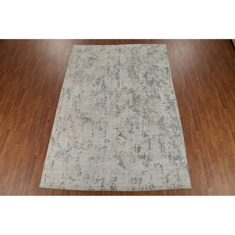 All-Over Abstract Indian Area Rug Hand-Knotted Wool Carpet - 8'0"x 11'5"