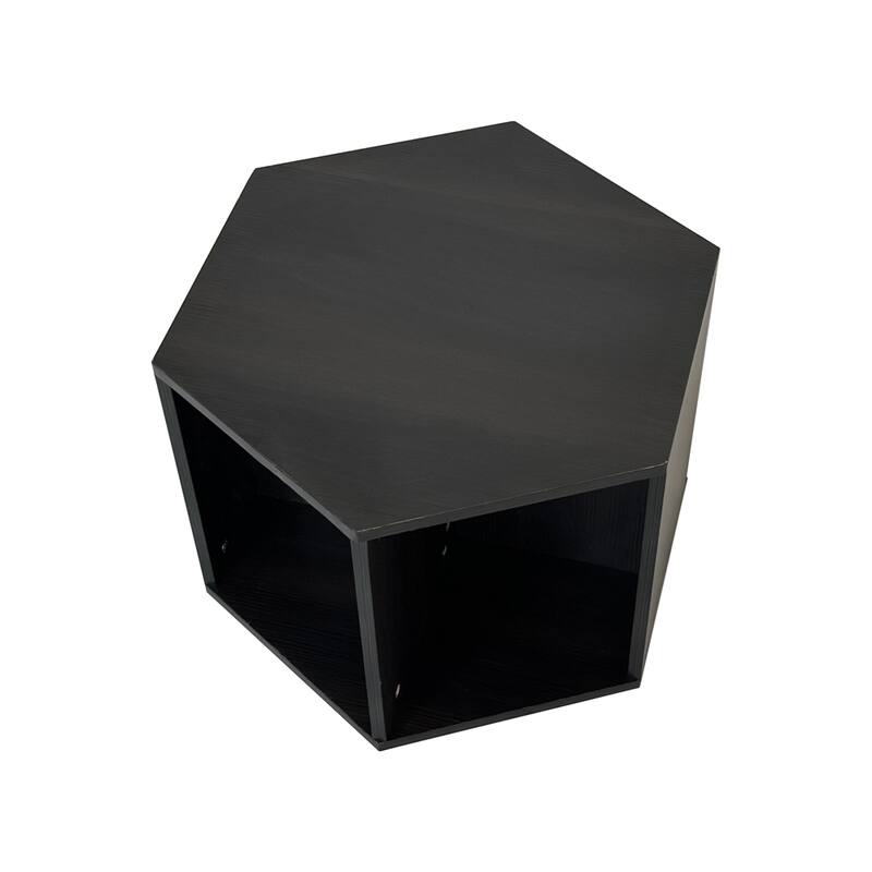 47.24" Wood Hexagonal Coffee Table with Storage Shelf (Set of 2)