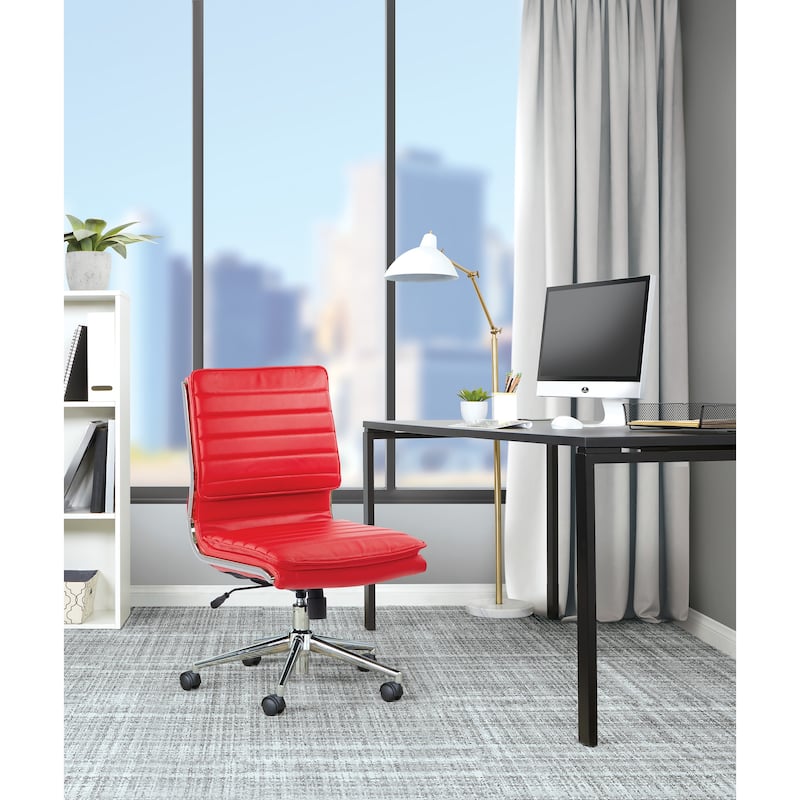 Armless Mid Back Professional Managers - Silver/Red