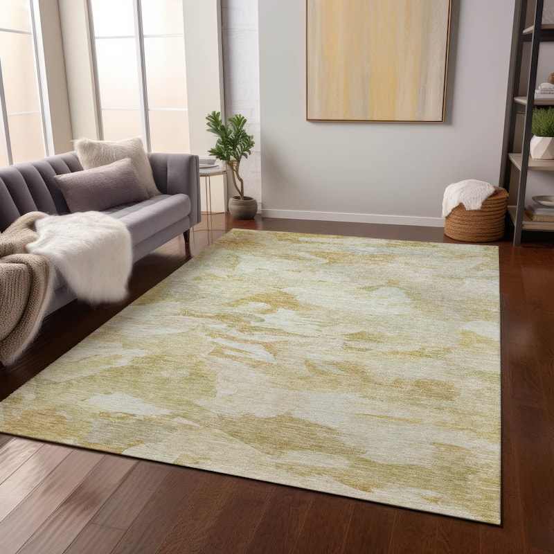 Machine Washable Indoor/ Outdoor Modern Chantille Rug