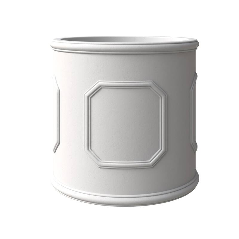 Meadow Classic Round Fiberstone and MGO Clay Planter with Drainage for Indoor Outdoor Home Office Yard Patio Fully Assembled - 15 Inch - White