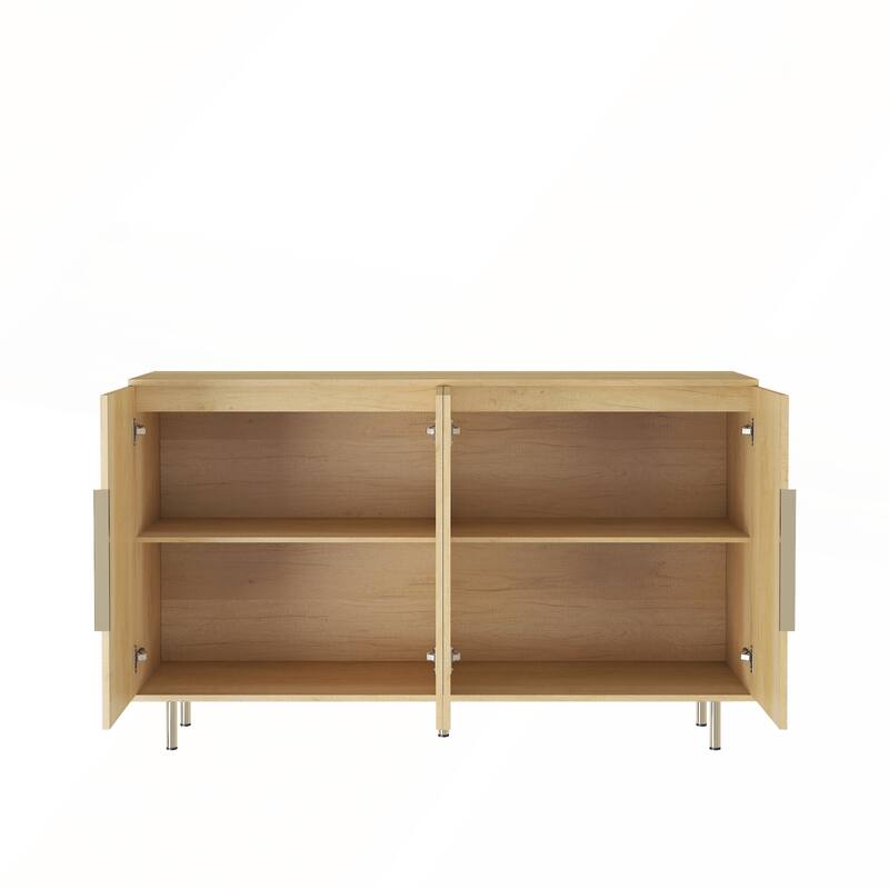 Fluted Sideboard Large Buffet with Adjustable Shelves