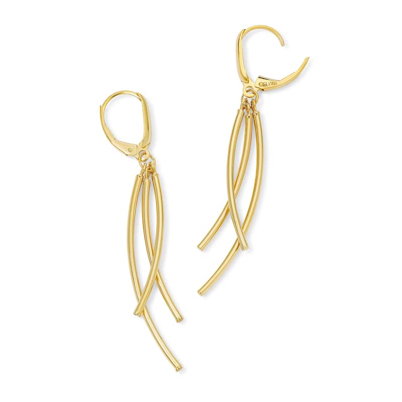Clover 14K Gold Diamond-Cut Curved Drop Earrings - Yellow Gold or Two-Tone